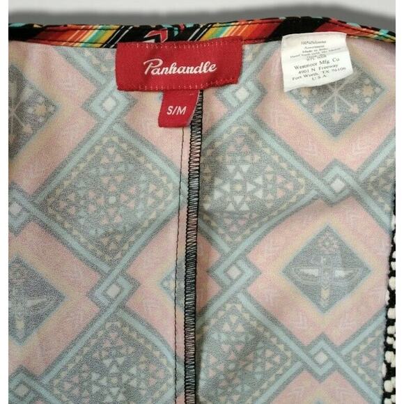 Panhandle Women's Aztec Print Open Cape/Kimono Orange/Turquoise Sz S/M - Picture 4 of 7